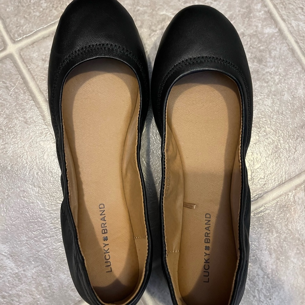 Lucky Brand Black Leather Ballet Flats